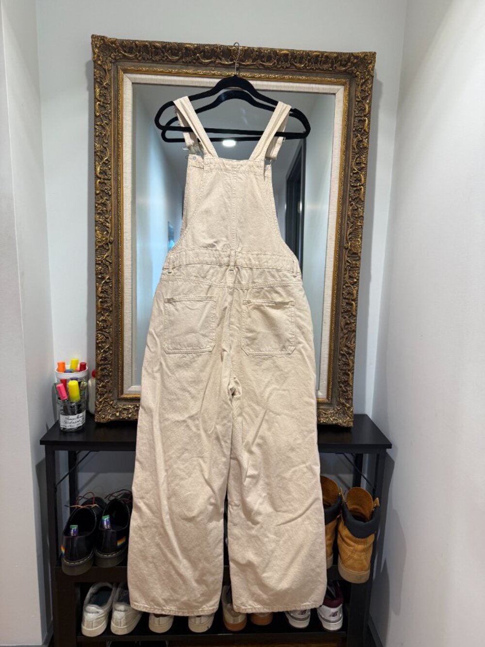 Primark Cream Denim Wide Leg Overalls Dungarees Size 12 - Picture 6 of 7